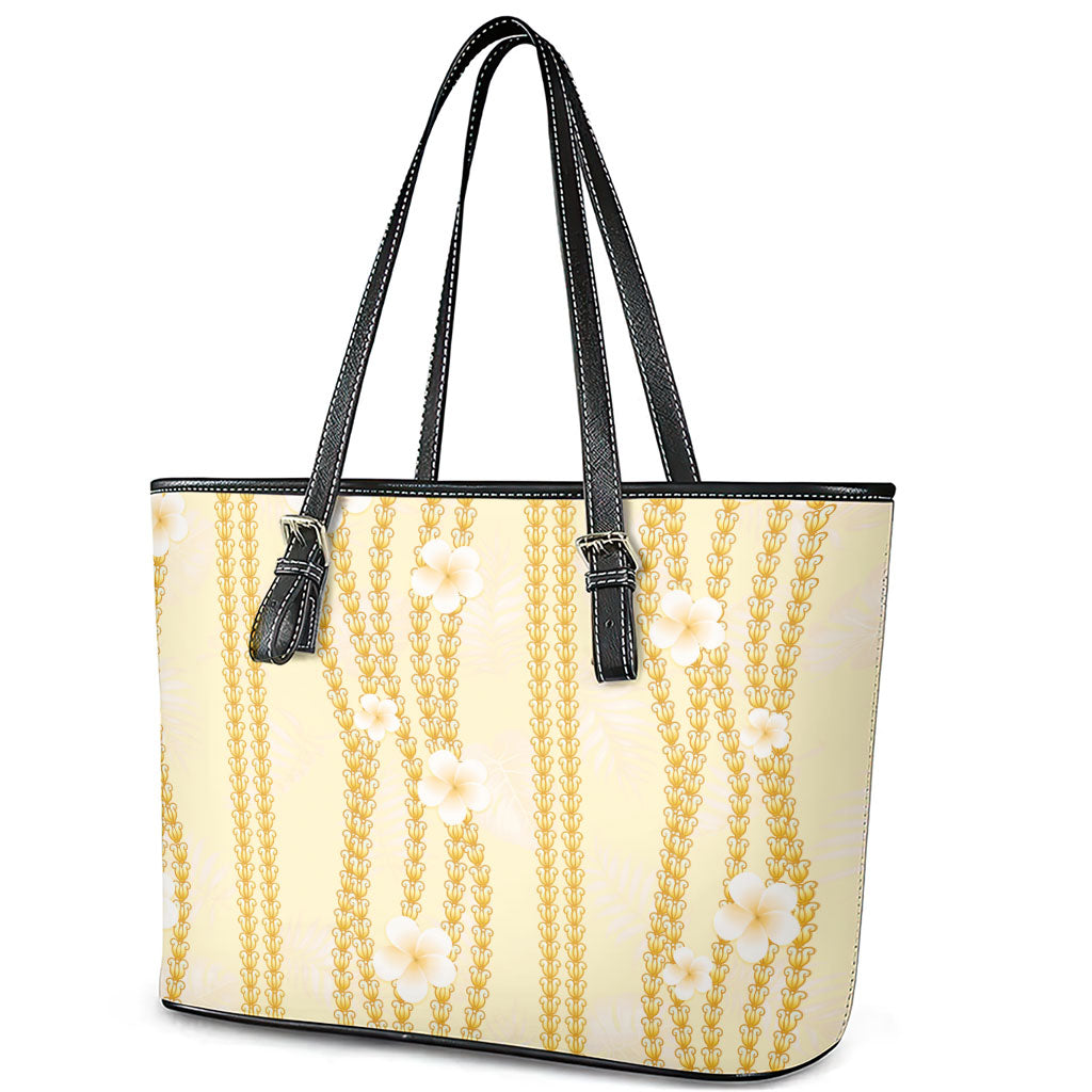 Hawaii Queen Liliuokalani Leather Tote Bag Gold Lei Pua Kalaunu LT05 - Polynesian Pride