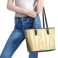 Hawaii Queen Liliuokalani Leather Tote Bag Gold Lei Pua Kalaunu LT05 - Polynesian Pride