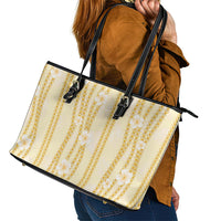 Hawaii Queen Liliuokalani Leather Tote Bag Gold Lei Pua Kalaunu LT05 - Polynesian Pride