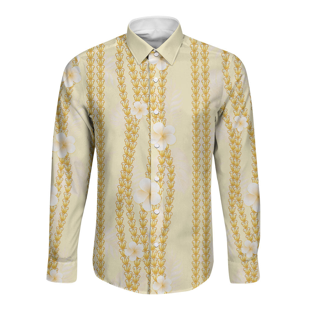 Hawaii Queen Liliuokalani Long Sleeve Button Shirt Gold Lei Pua Kalaunu LT05 Unisex Gold - Polynesian Pride