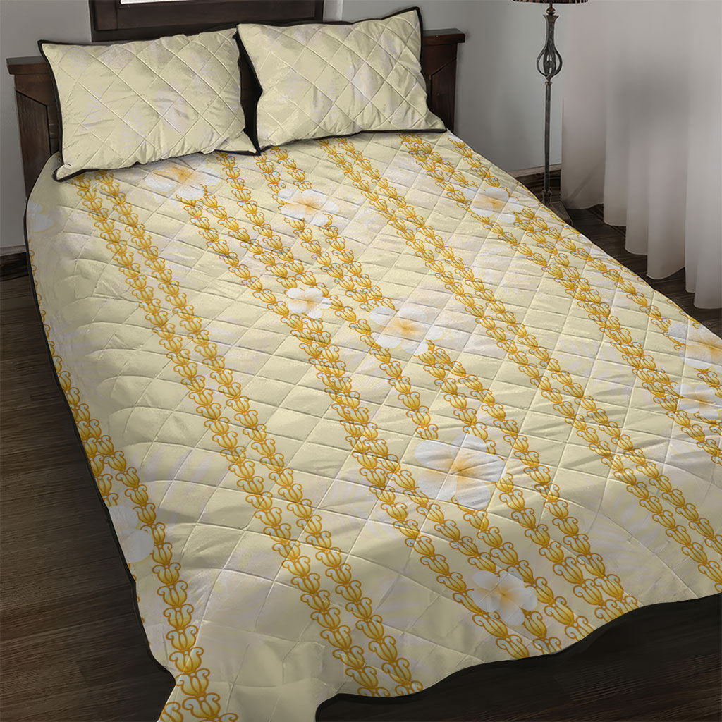 Hawaii Queen Liliuokalani Quilt Bed Set Gold Lei Pua Kalaunu LT05 Gold - Polynesian Pride
