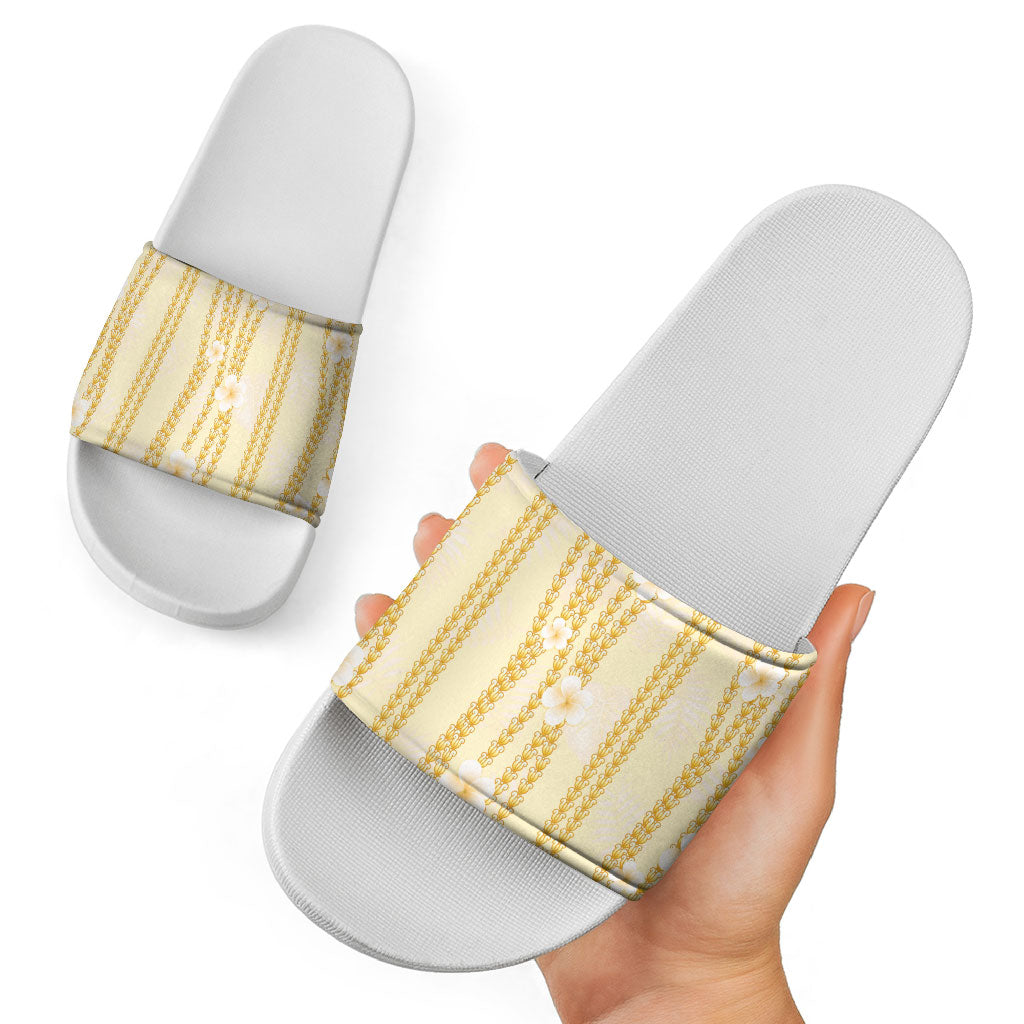 Hawaii Queen Liliuokalani Slide Sandals Gold Lei Pua Kalaunu LT05 - Polynesian Pride