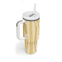 Hawaii Queen Liliuokalani Tumbler With Handle Gold Lei Pua Kalaunu LT05 - Polynesian Pride