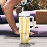 Hawaii Queen Liliuokalani Tumbler With Handle Gold Lei Pua Kalaunu LT05 - Polynesian Pride