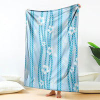 Hawaii Queen Liliuokalani Blanket Blue Lei Pua Kalaunu LT05 - Polynesian Pride