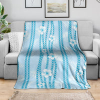 Hawaii Queen Liliuokalani Blanket Blue Lei Pua Kalaunu LT05 - Polynesian Pride