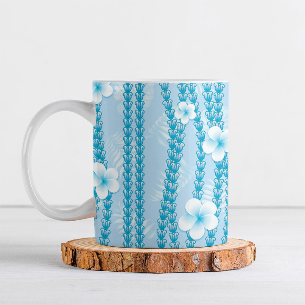 Hawaii Queen Liliuokalani Ceramic Mug Blue Lei Pua Kalaunu LT05 Blue - Polynesian Pride