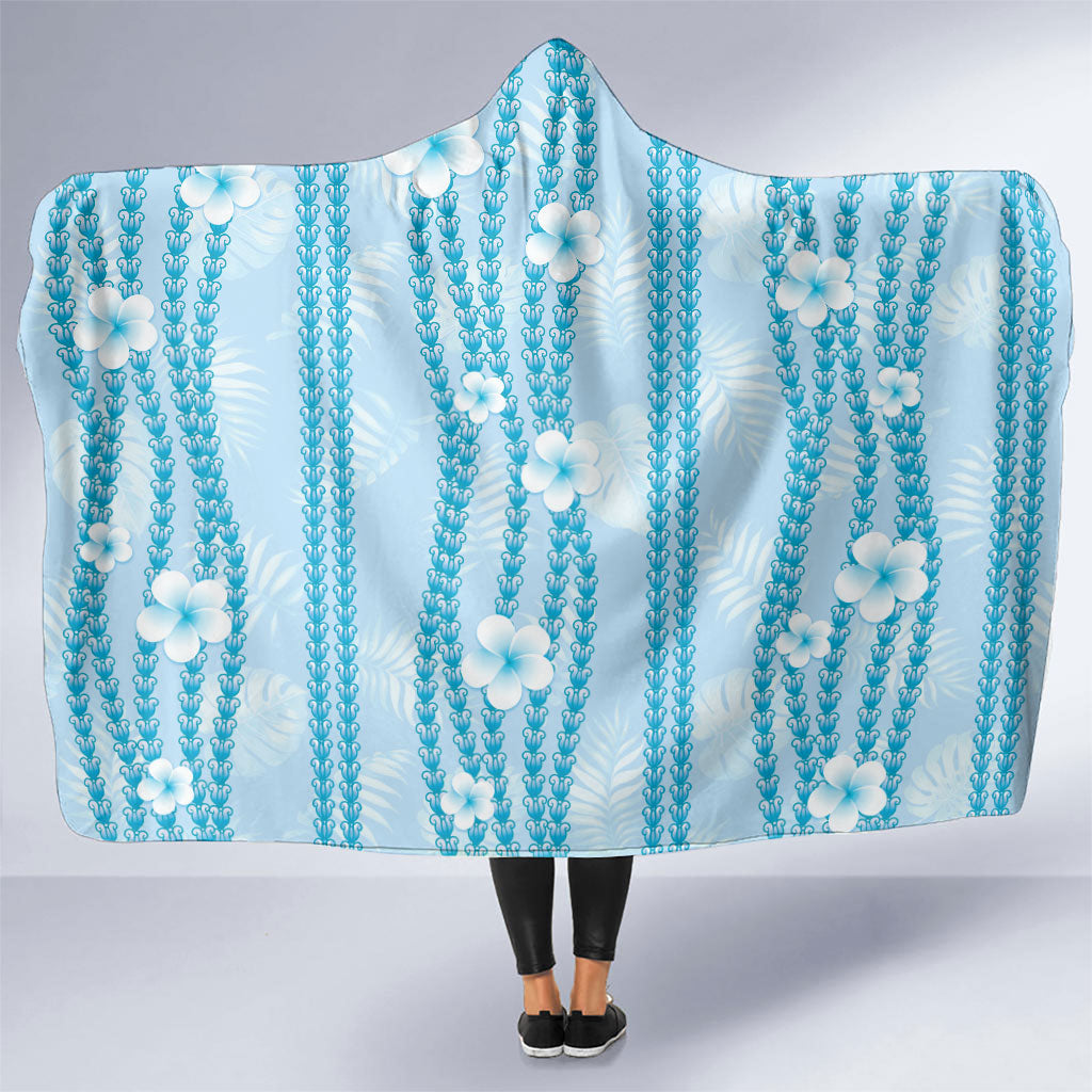 Hawaii Queen Liliuokalani Hooded Blanket Blue Lei Pua Kalaunu LT05 One Size Blue - Polynesian Pride