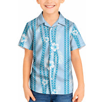Hawaii Queen Liliuokalani Kid Hawaiian Shirt Blue Lei Pua Kalaunu LT05 Kid Blue - Polynesian Pride