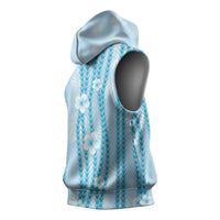 Hawaii Queen Liliuokalani Sleeveless Hoodie Blue Lei Pua Kalaunu LT05 - Polynesian Pride