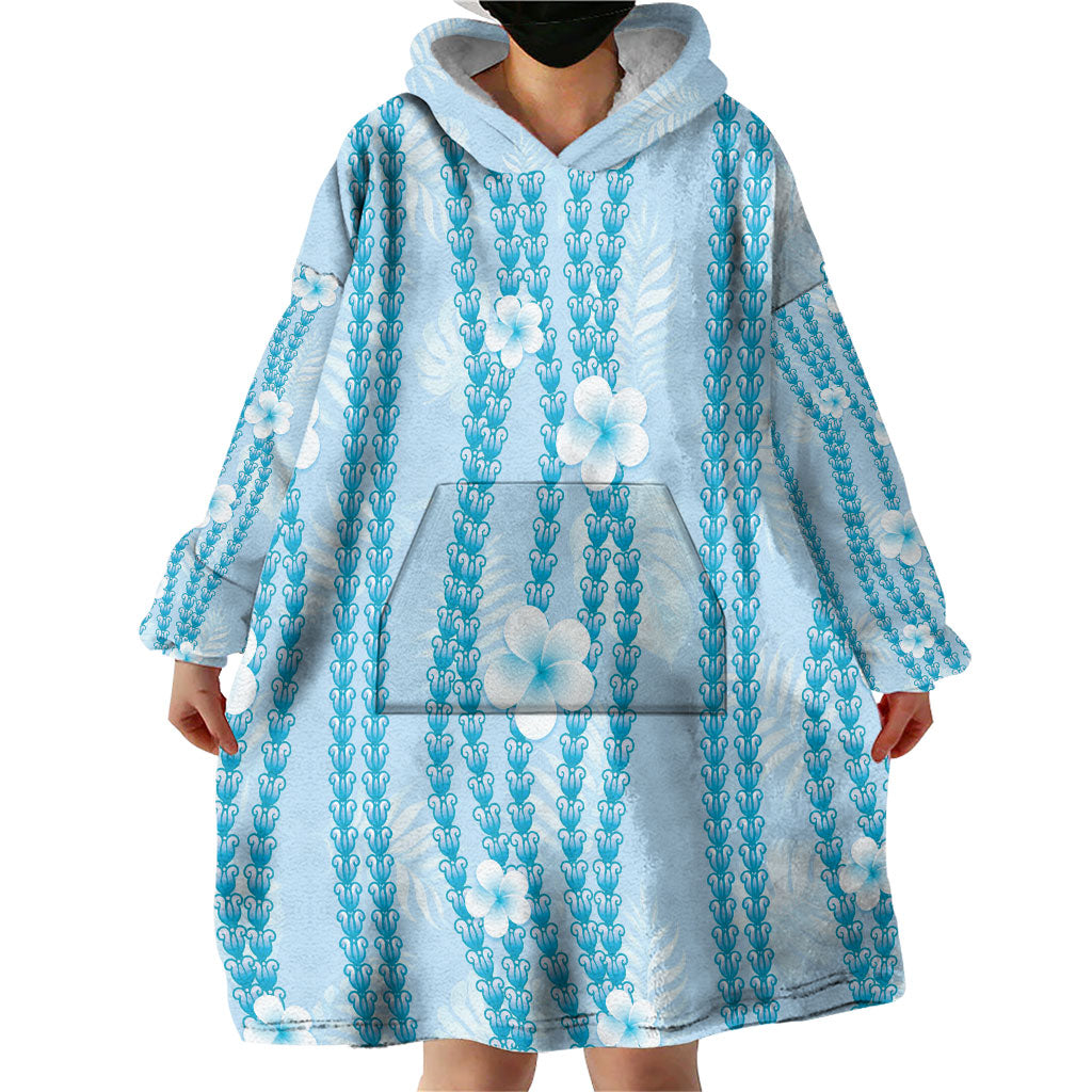 Hawaii Queen Liliuokalani Wearable Blanket Hoodie Blue Lei Pua Kalaunu LT05 - Polynesian Pride