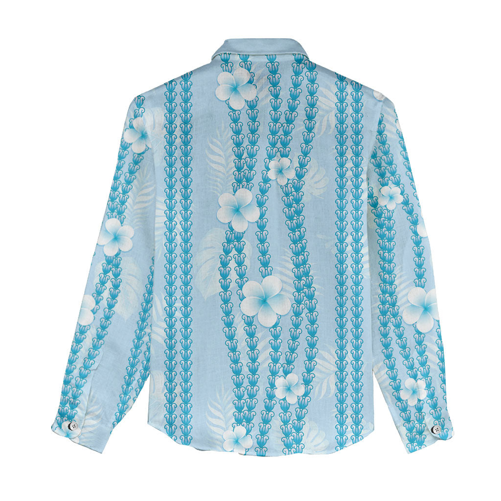 Hawaii Queen Liliuokalani Women Casual Shirt Blue Lei Pua Kalaunu LT05 - Polynesian Pride