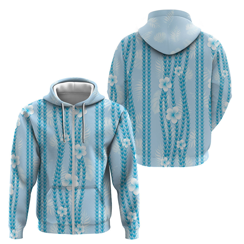 Hawaii Queen Liliuokalani Zip Hoodie Blue Lei Pua Kalaunu LT05 - Polynesian Pride