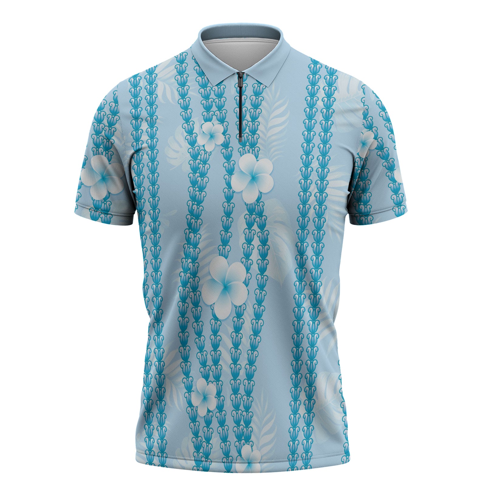 Hawaii Queen Liliuokalani Zipper Polo Shirt Blue Lei Pua Kalaunu LT05 Blue - Polynesian Pride