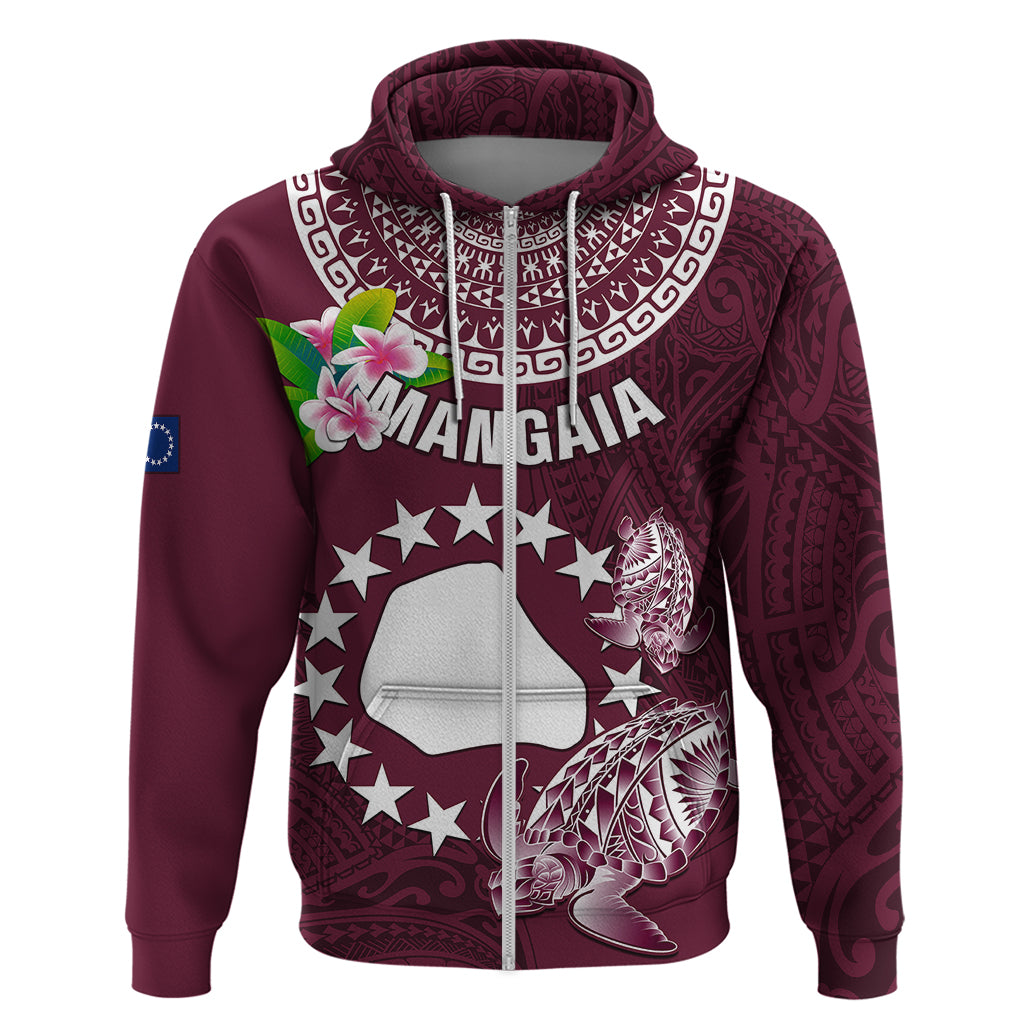 Cook Islands Mangaia Hoodie Coat Of Arms Plumeria Polynesian Turtle LT05 Zip Hoodie Pink - Polynesian Pride