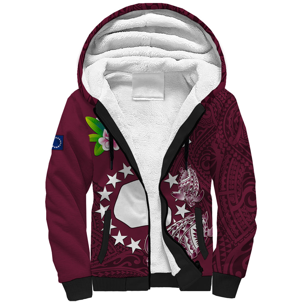Cook Islands Mangaia Sherpa Hoodie Coat Of Arms Plumeria Polynesian Turtle LT05 Unisex Pink - Polynesian Pride