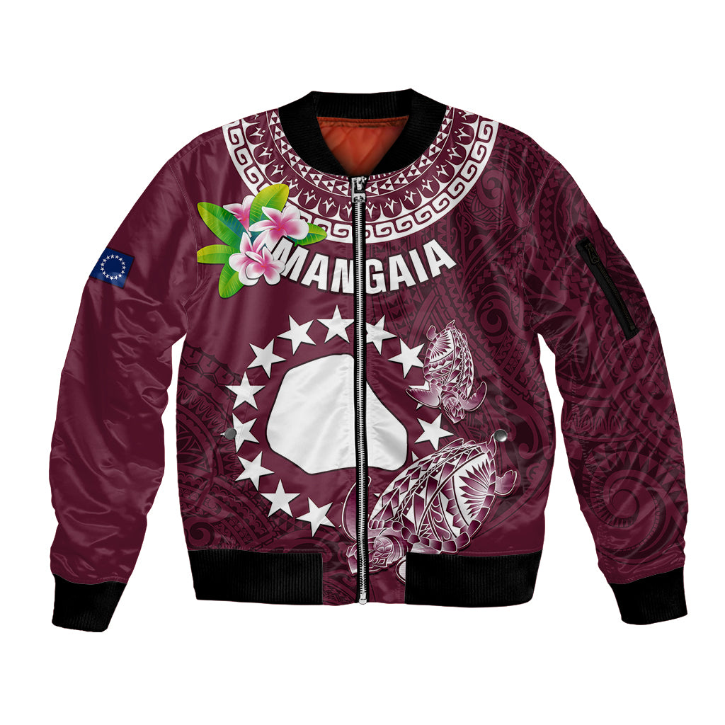 Cook Islands Mangaia Sleeve Zip Bomber Jacket Coat Of Arms Plumeria Polynesian Turtle LT05 Unisex Pink - Polynesian Pride