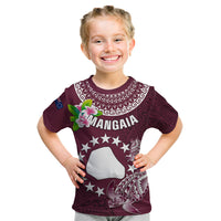 Personalized Cook Islands Mangaia Kid T Shirt Coat Of Arms Plumeria Polynesian Turtle LT05 Pink - Polynesian Pride