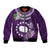 Cook Islands Rarotonga Bomber Jacket Coat Of Arms Plumeria Polynesian Turtle LT05 Unisex Purple - Polynesian Pride