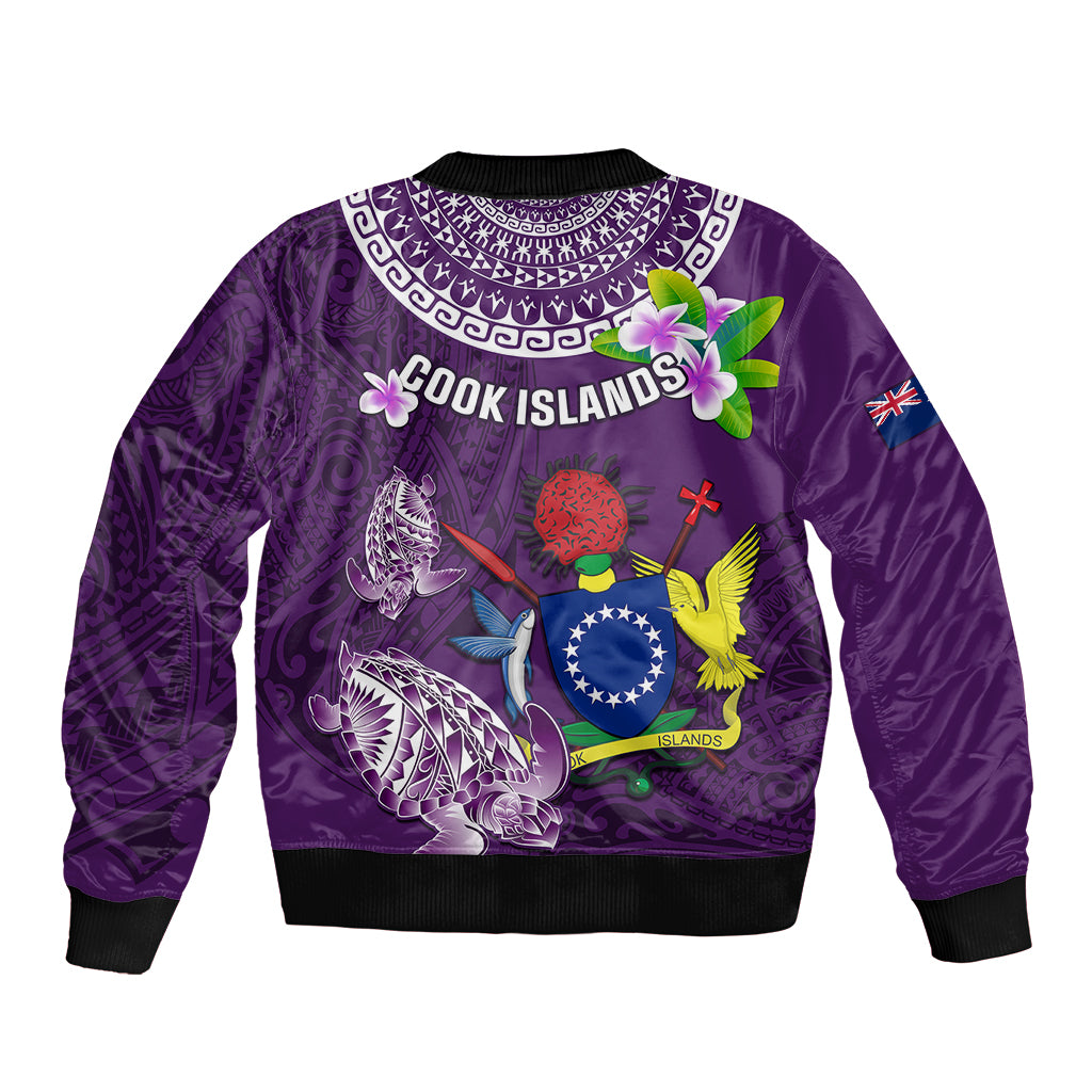 Cook Islands Rarotonga Bomber Jacket Coat Of Arms Plumeria Polynesian Turtle LT05 - Polynesian Pride