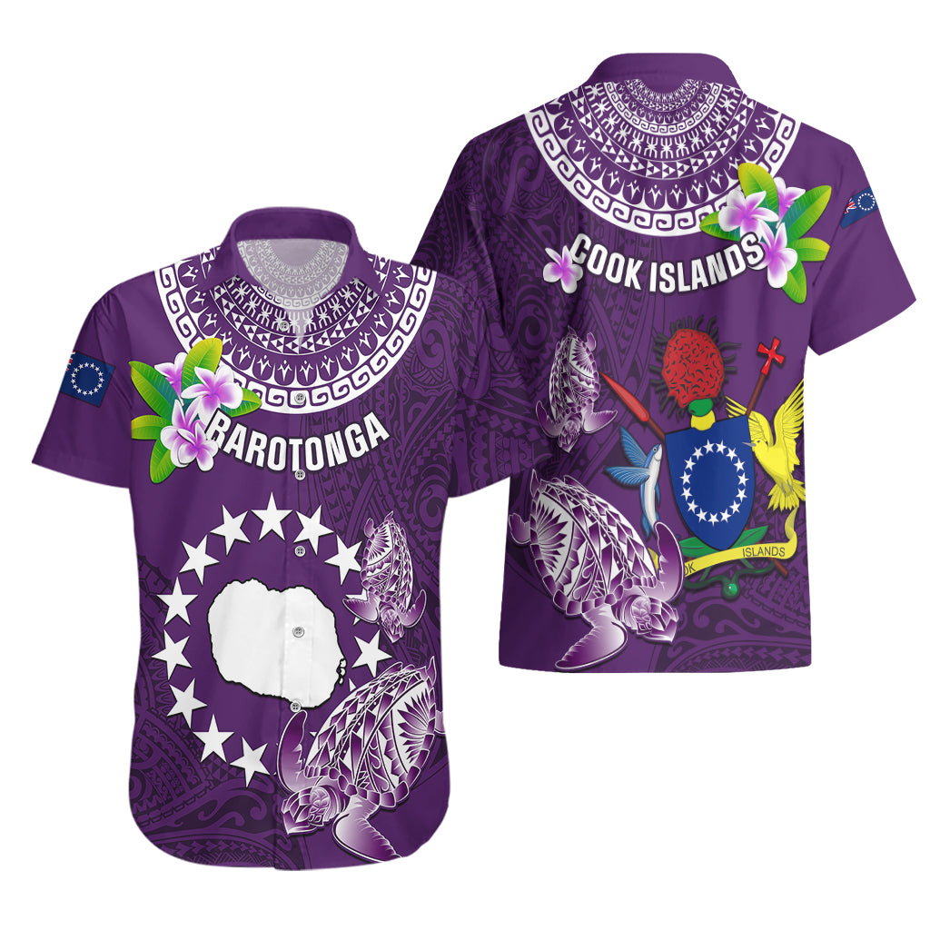 Cook Islands Rarotonga Hawaiian Shirt Coat Of Arms Plumeria Polynesian Turtle LT05 - Polynesian Pride