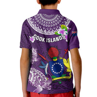 Cook Islands Rarotonga Kid Polo Shirt Coat Of Arms Plumeria Polynesian Turtle LT05 - Polynesian Pride