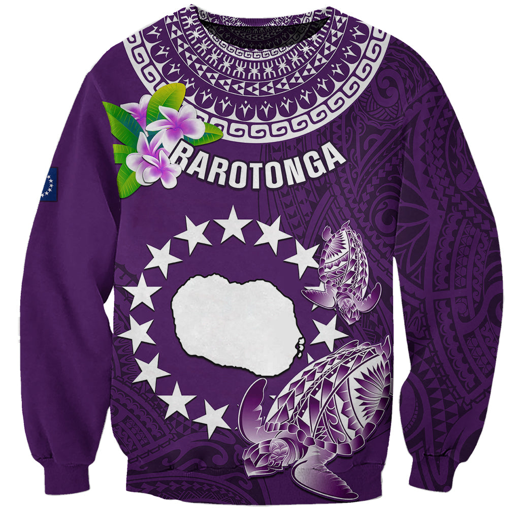 Cook Islands Rarotonga Sweatshirt Coat Of Arms Plumeria Polynesian Turtle LT05 Unisex Purple - Polynesian Pride