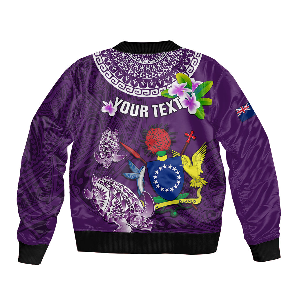 Personalized Cook Islands Rarotonga Bomber Jacket Coat Of Arms Plumeria Polynesian Turtle LT05 - Polynesian Pride
