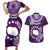 Personalized Cook Islands Rarotonga Couples Matching Short Sleeve Bodycon Dress and Hawaiian Shirt Coat Of Arms Plumeria Polynesian Turtle LT05 Purple - Polynesian Pride