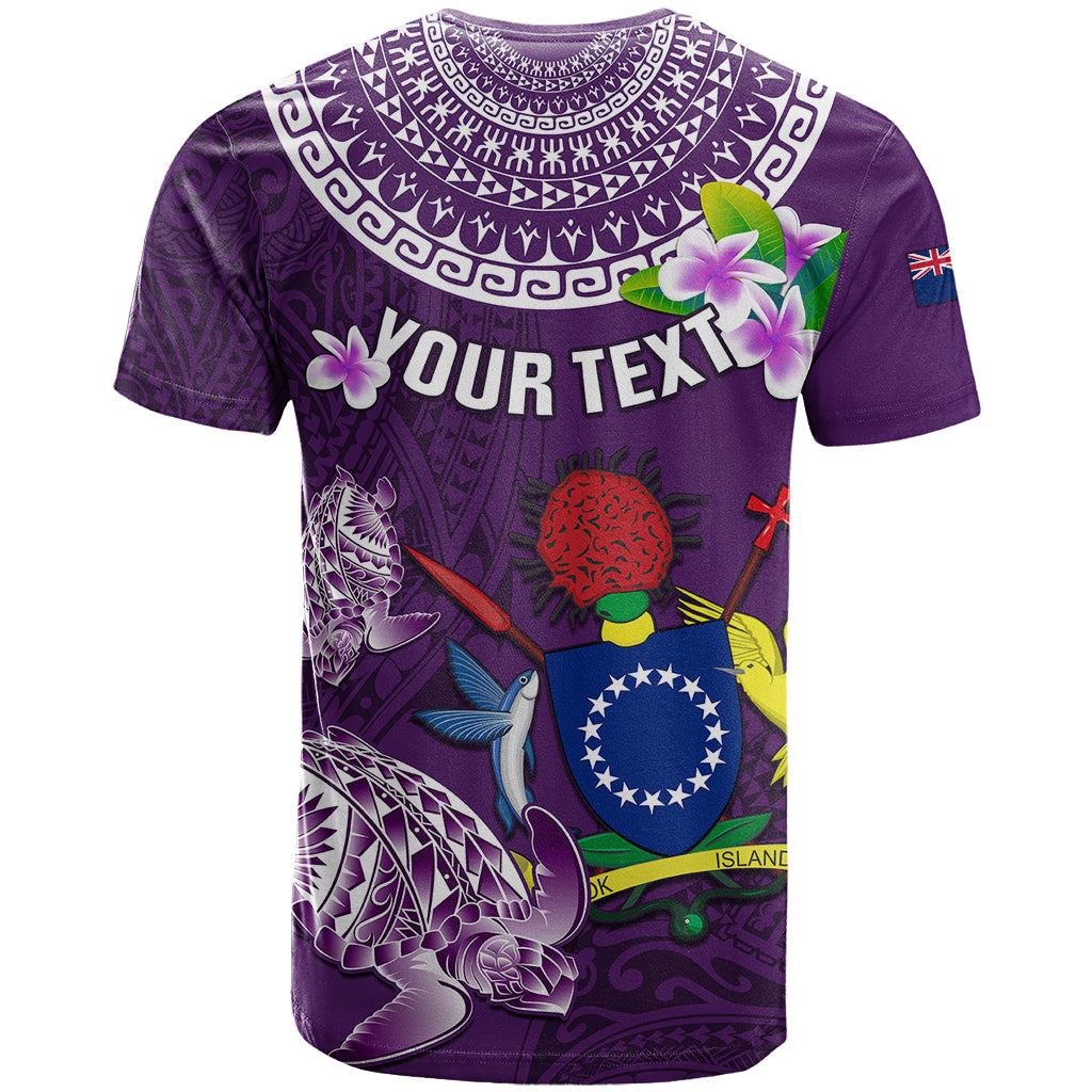 Personalized Cook Islands Rarotonga T Shirt Coat Of Arms Plumeria Polynesian Turtle LT05 - Polynesian Pride