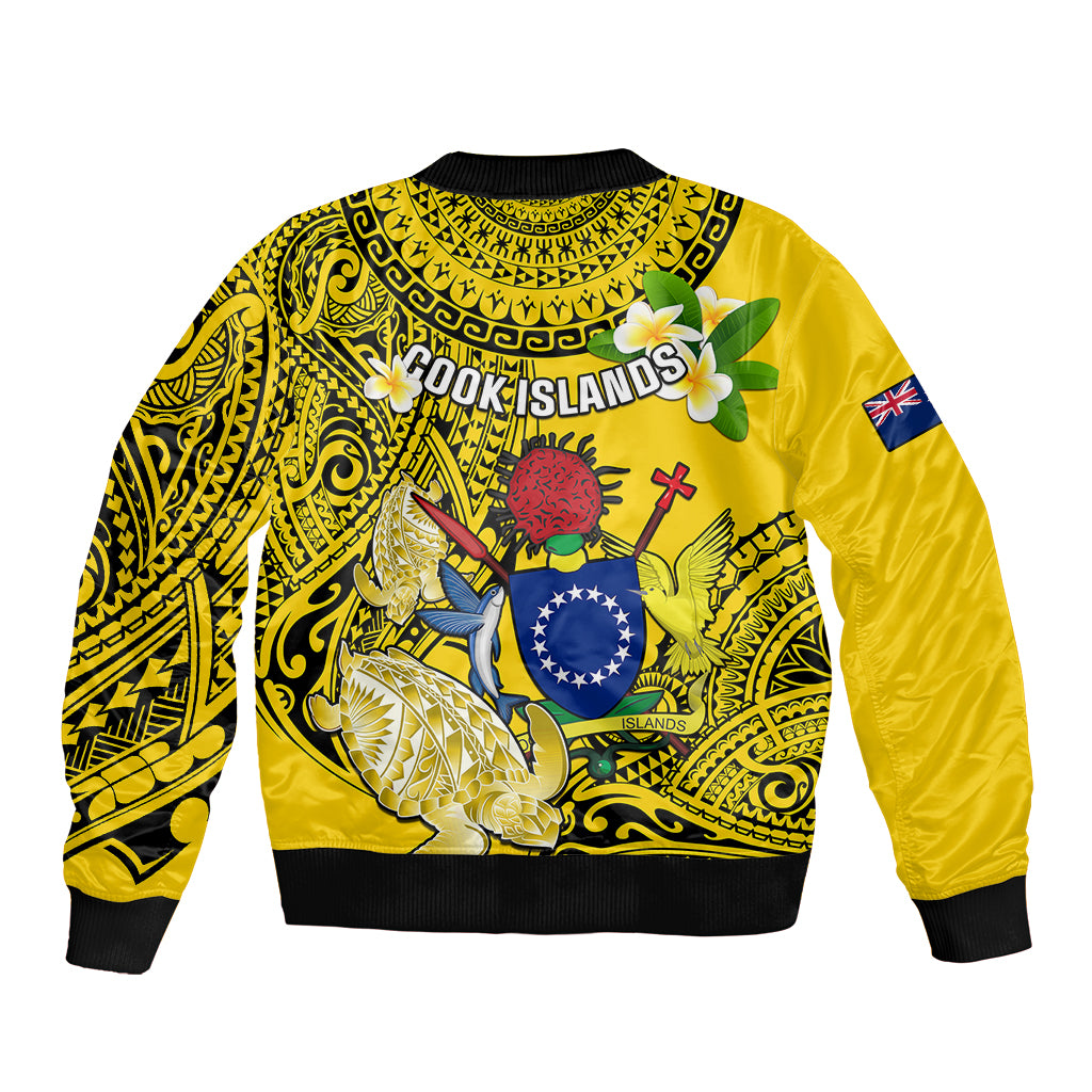 Cook Islands Aitutaki Bomber Jacket Coat Of Arms Plumeria Polynesian Turtle LT05 - Polynesian Pride