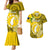 Cook Islands Aitutaki Couples Matching Mermaid Dress and Hawaiian Shirt Coat Of Arms Plumeria Polynesian Turtle LT05 Yellow - Polynesian Pride