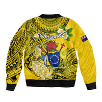 Cook Islands Aitutaki Sleeve Zip Bomber Jacket Coat Of Arms Plumeria Polynesian Turtle LT05 - Polynesian Pride