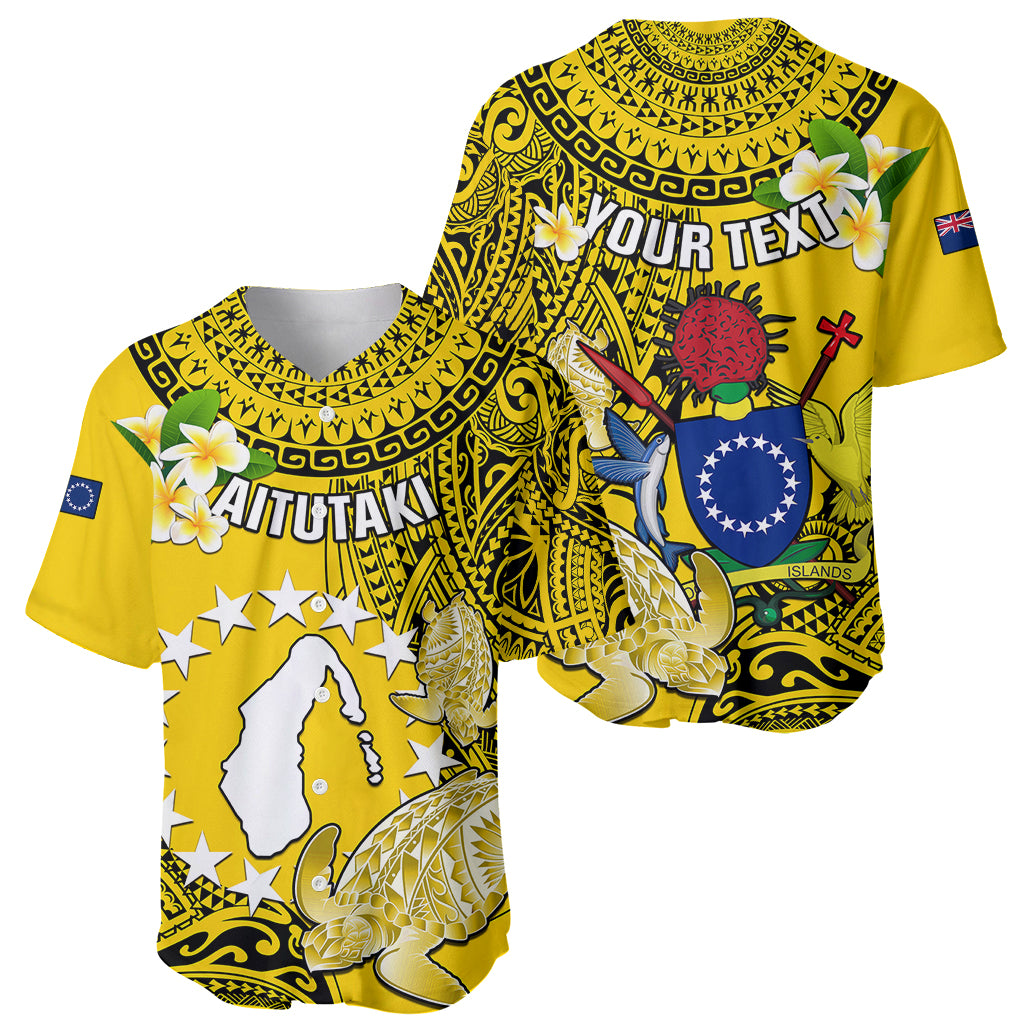 Personalized Cook Islands Aitutaki Baseball Jersey Coat Of Arms Plumeria Polynesian Turtle LT05 - Polynesian Pride