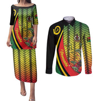 Vanuatu Constitution Day Couples Matching Puletasi and Long Sleeve Button Shirt Long Live Vanuatu - Polynesian Pride