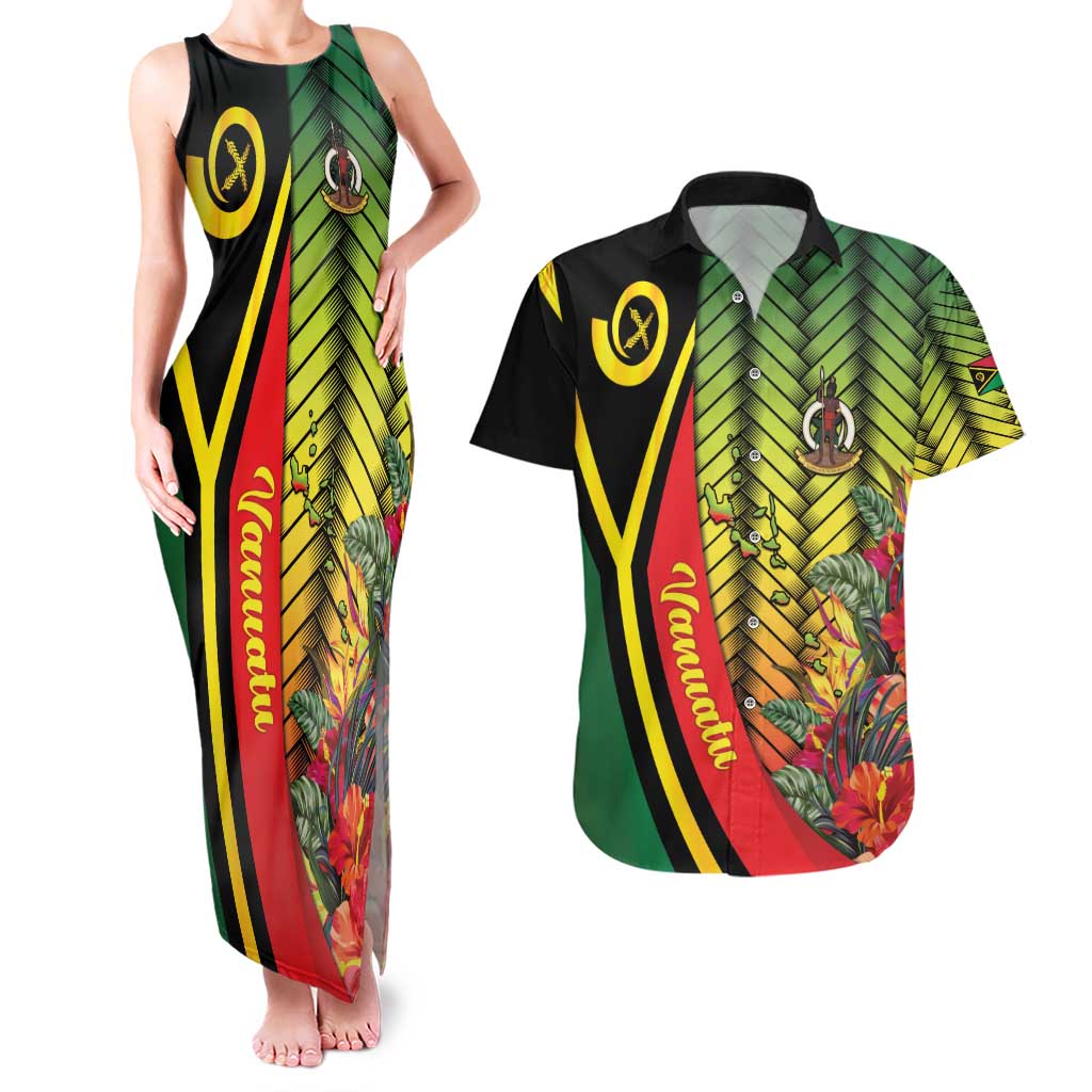 Vanuatu Constitution Day Couples Matching Tank Maxi Dress and Hawaiian Shirt Long Live Vanuatu - Polynesian Pride