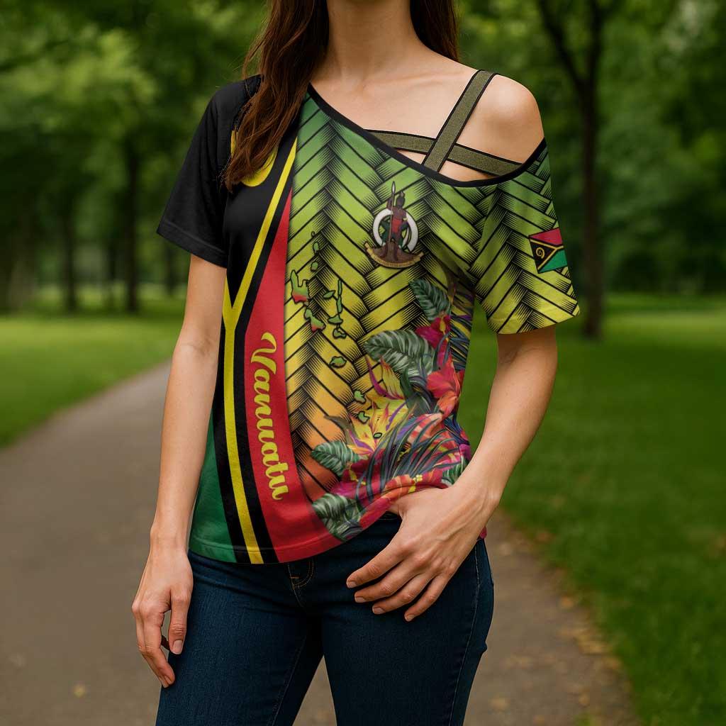 Vanuatu Constitution Day Cross Shoulder Shirt Long Live Vanuatu - Polynesian Pride