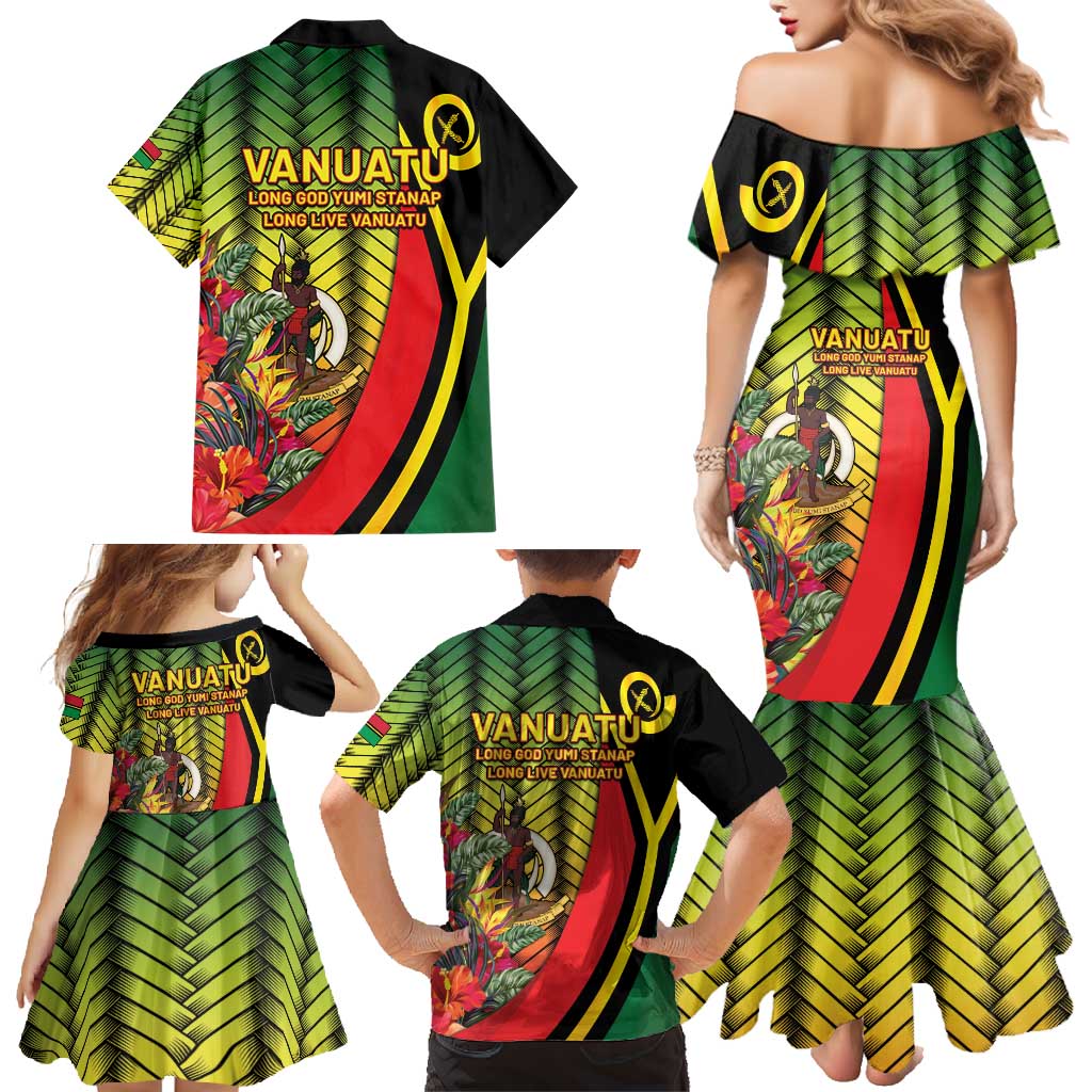 Vanuatu Constitution Day Family Matching Mermaid Dress and Hawaiian Shirt Long Live Vanuatu - Polynesian Pride