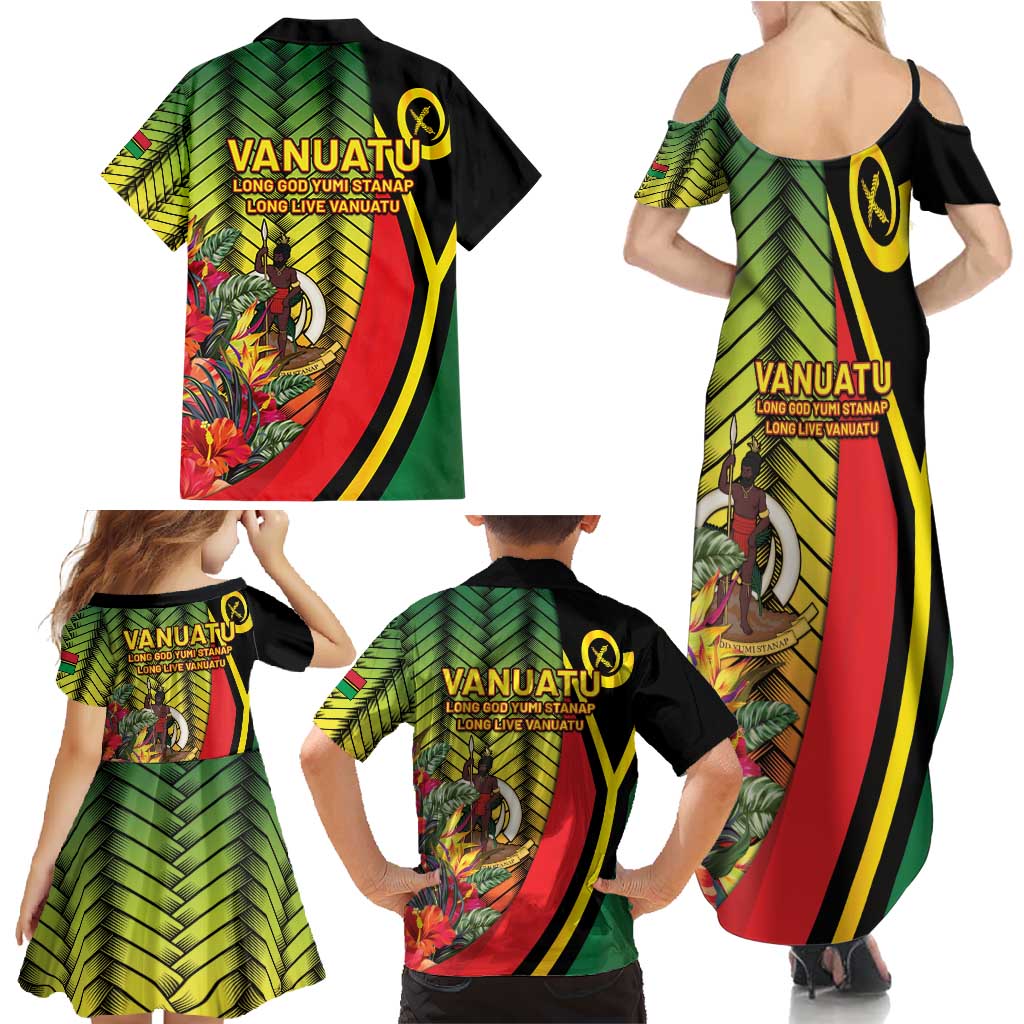 Vanuatu Constitution Day Family Matching Summer Maxi Dress and Hawaiian Shirt Long Live Vanuatu - Polynesian Pride