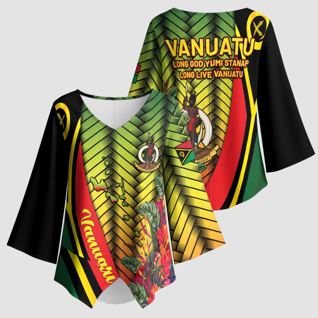 Vanuatu Constitution Day Kimono Sleeve Blouse Long Live Vanuatu - Polynesian Pride