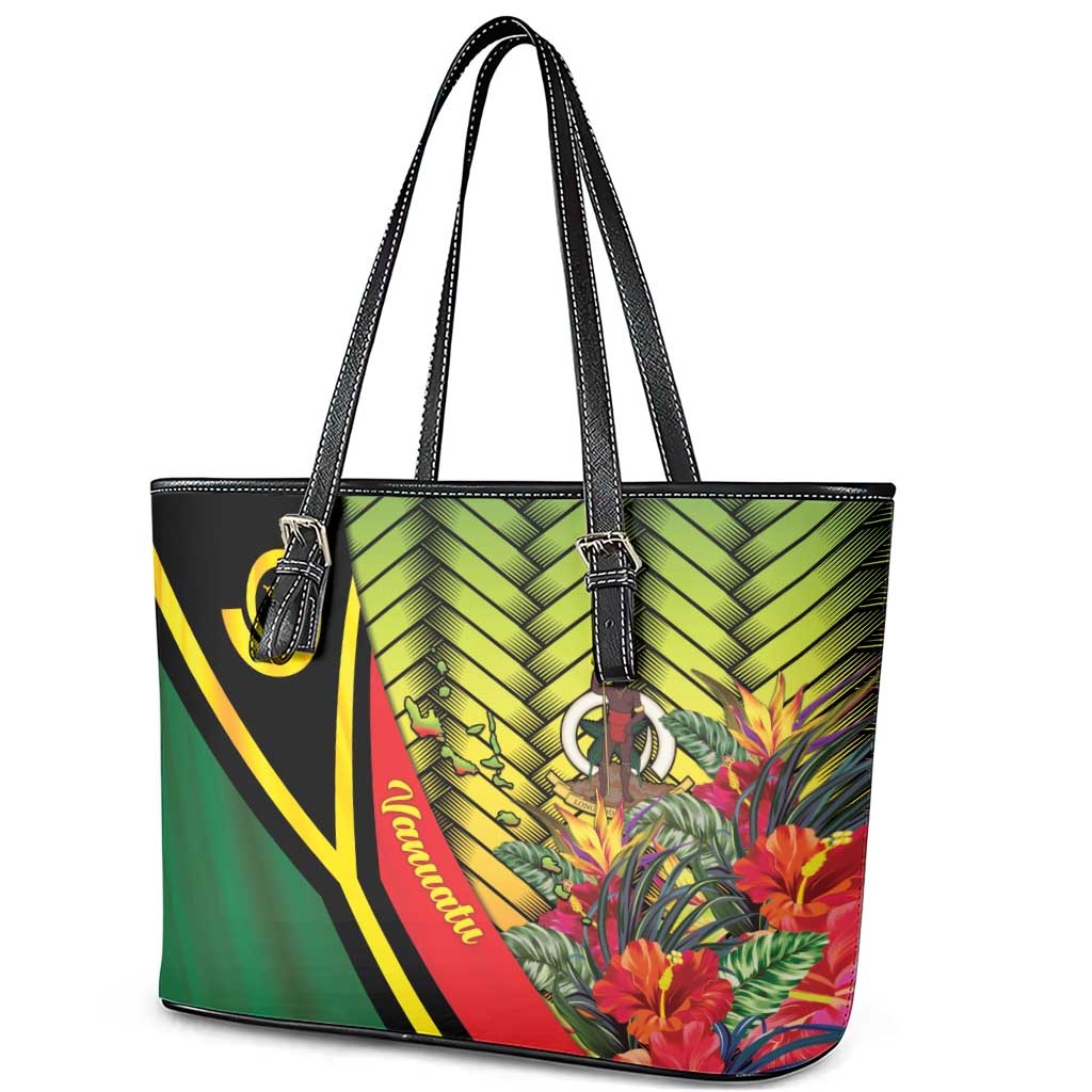 Vanuatu Constitution Day Leather Tote Bag Long Live Vanuatu - Polynesian Pride
