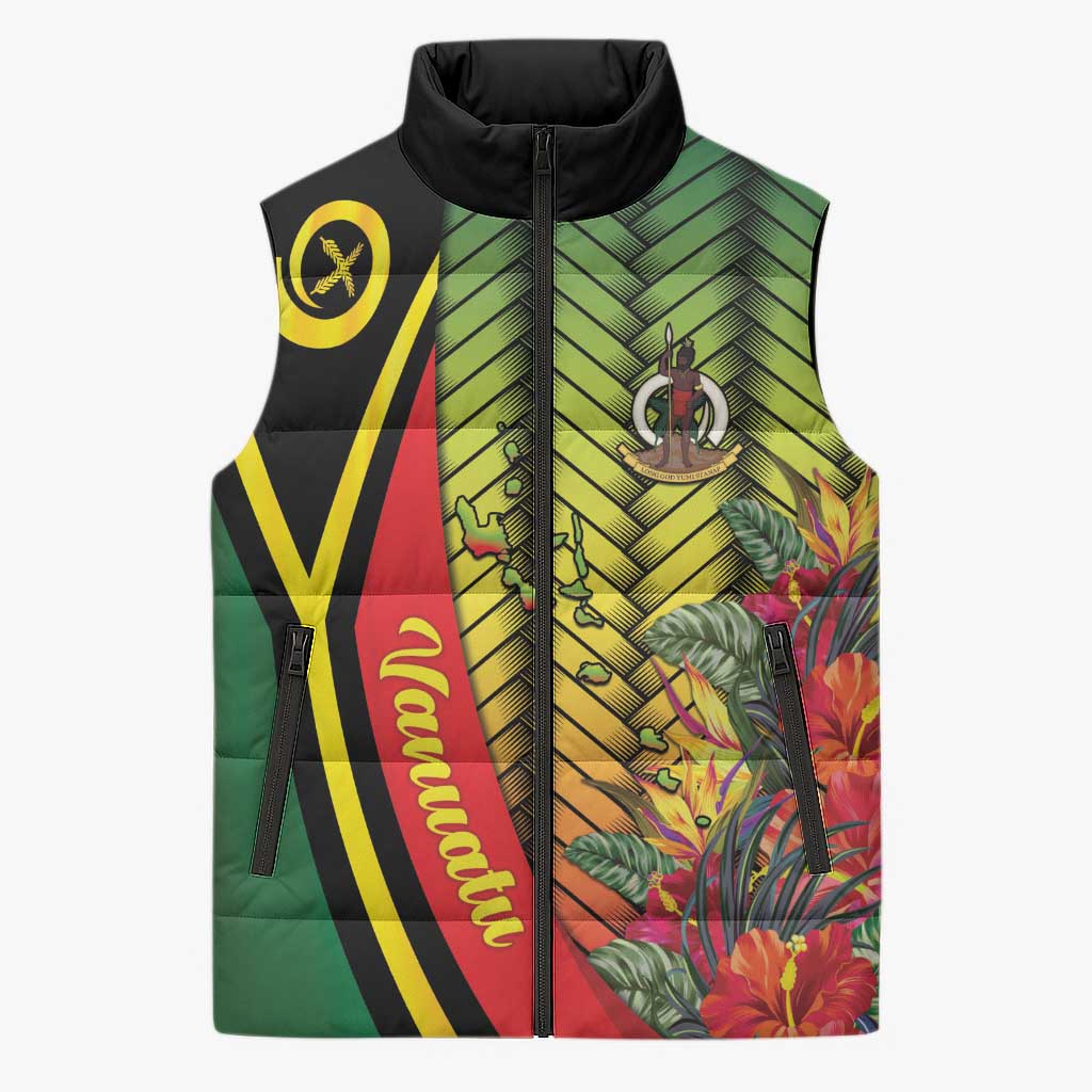 Vanuatu Constitution Day Sleeveless Puffer Jacket Long Live Vanuatu - Polynesian Pride