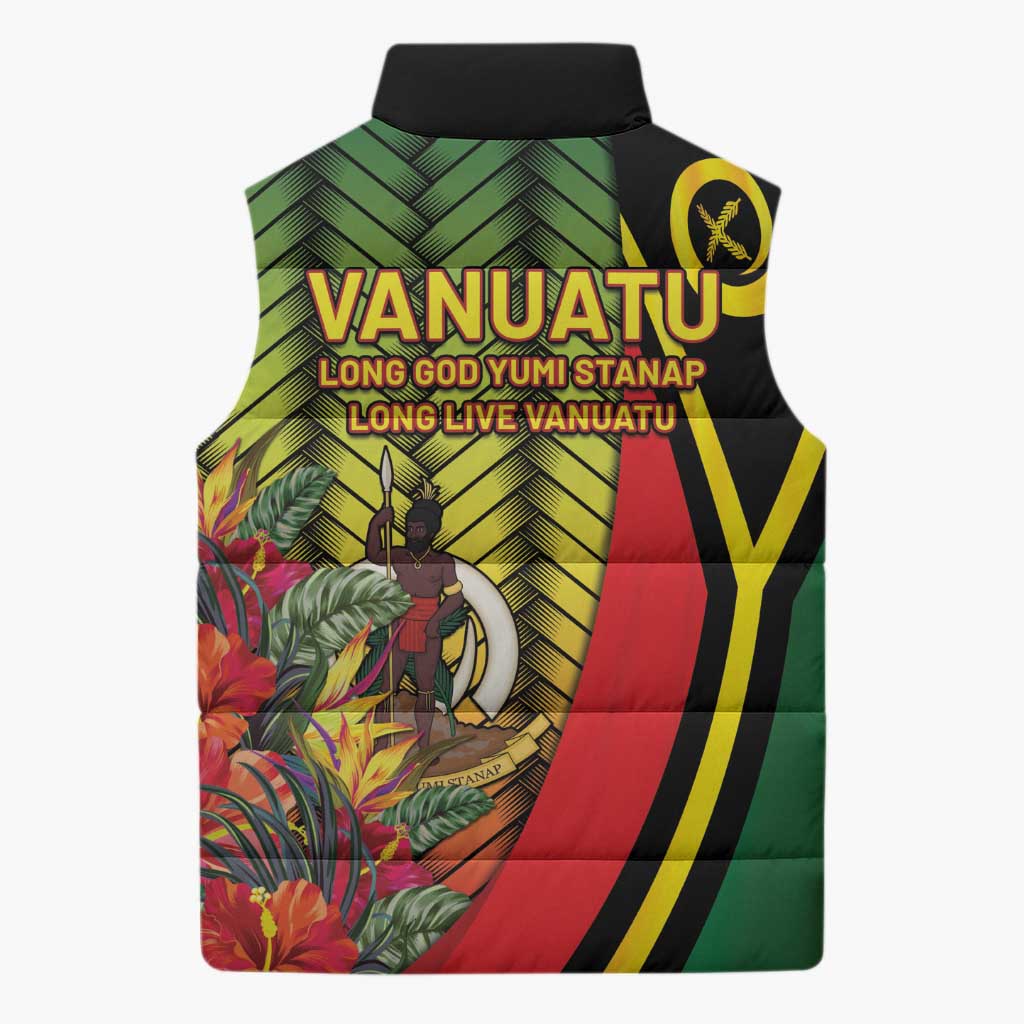 Vanuatu Constitution Day Sleeveless Puffer Jacket Long Live Vanuatu - Polynesian Pride