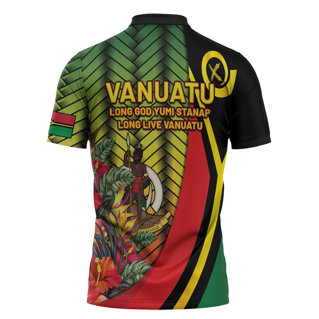 Vanuatu Constitution Day Zipper Polo Shirt Long Live Vanuatu - Polynesian Pride