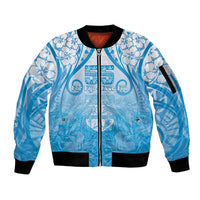 Fiji Day Sleeve Zip Bomber Jacket 55th Anniversary Forever Fiji LT05 Unisex Blue - Polynesian Pride