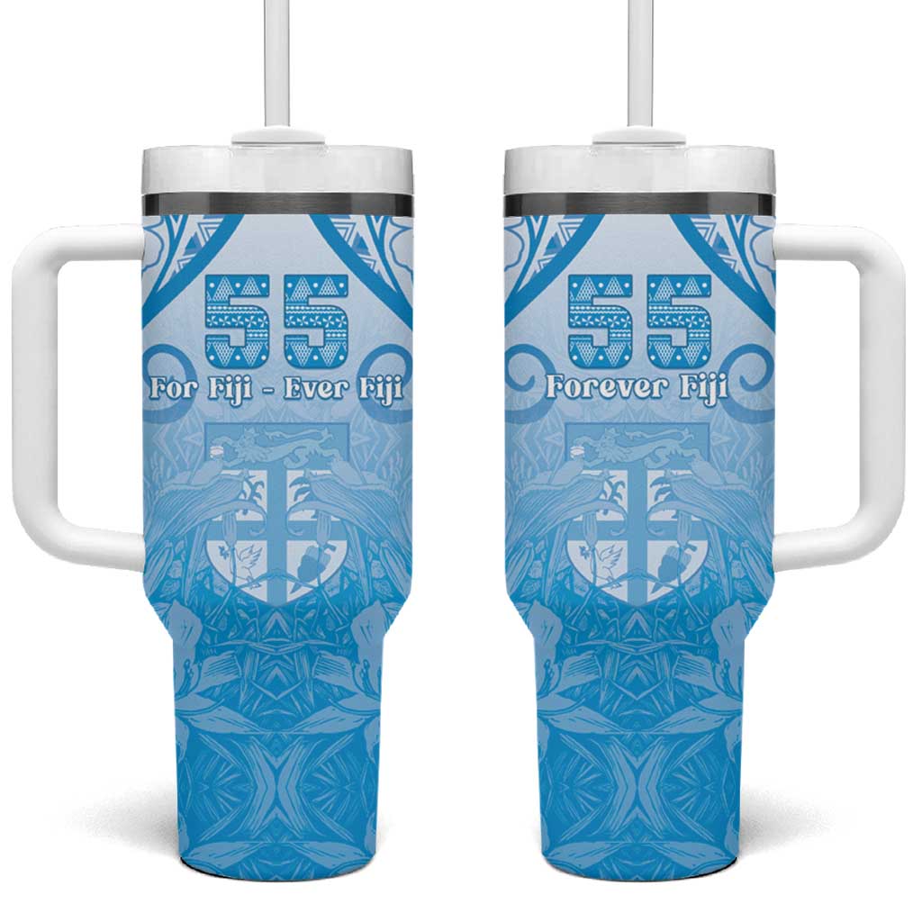 Fiji Day Tumbler With Handle 55th Anniversary Forever Fiji LT05 One Size: 40 oz Blue - Polynesian Pride