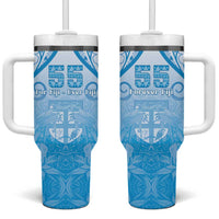 Fiji Day Tumbler With Handle 55th Anniversary Forever Fiji LT05 One Size: 40 oz Blue - Polynesian Pride