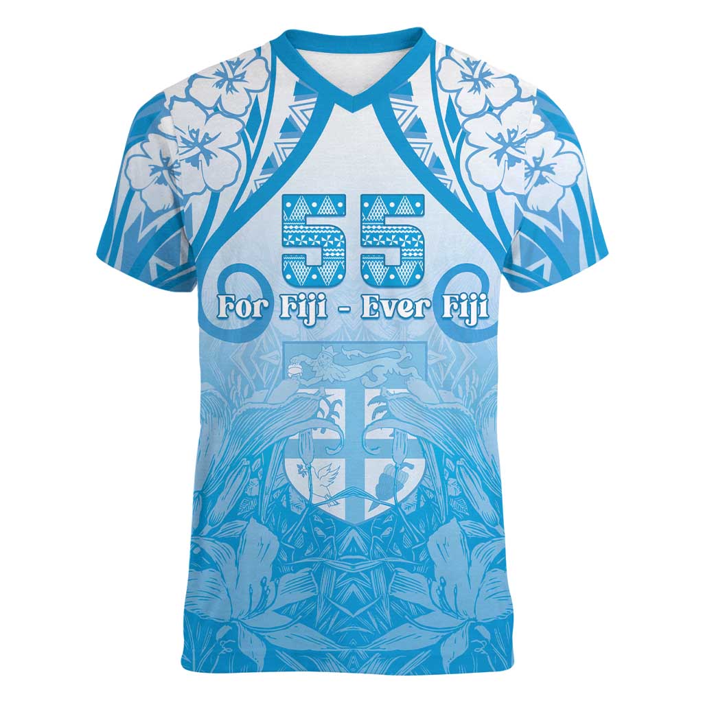 Fiji Day Women V-Neck T-Shirt 55th Anniversary Forever Fiji - Polynesian Pride