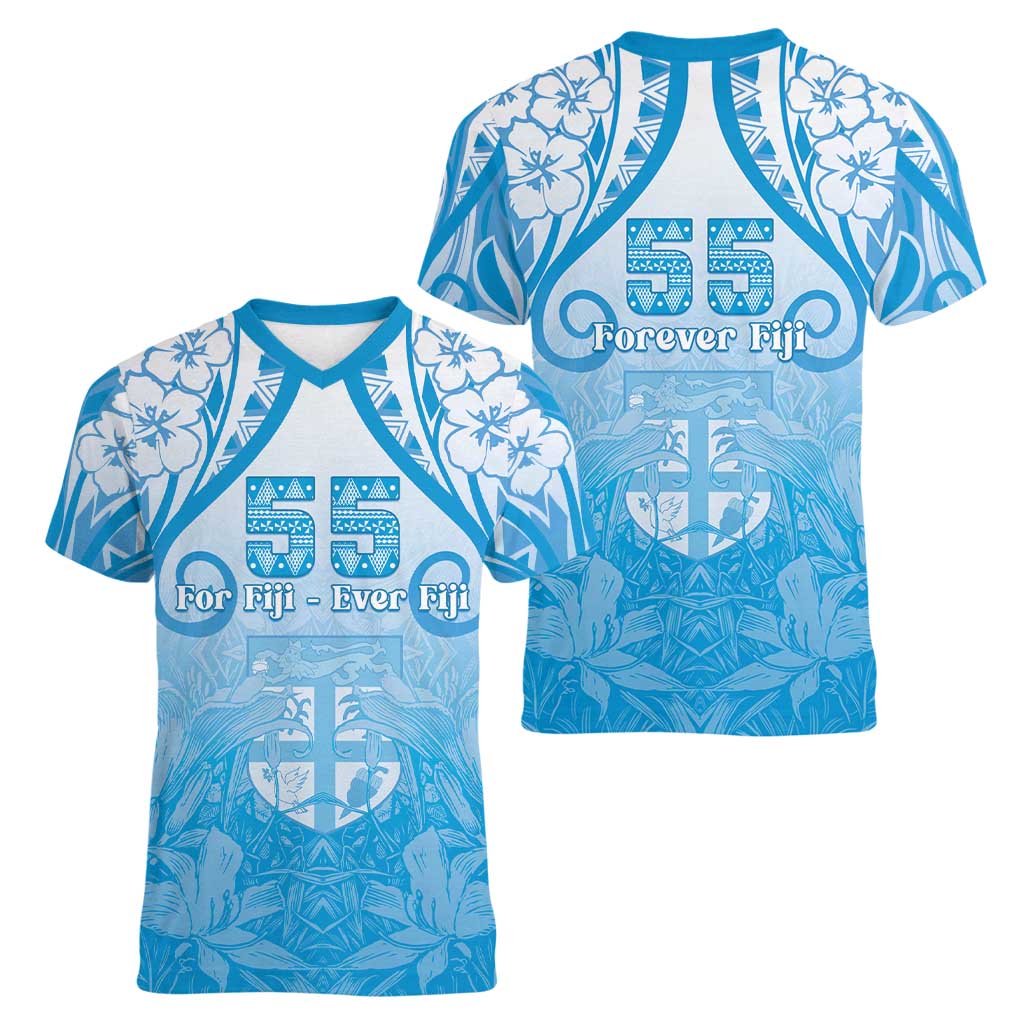 Fiji Day Women V-Neck T-Shirt 55th Anniversary Forever Fiji - Polynesian Pride