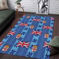 Fiji Masi Tapa Area Rug Coat Of Arms LT05 Blue - Polynesian Pride